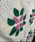 Vtg Off White Pink   Green Floral  52    X 76    Afghan Throw Blanket With Fringe