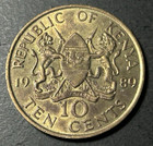 1989 Kenya 10 Cents Coin President Daniel Arap Moi Kenyan World Coin