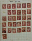 Great Britain  Collection Of 61 Qv Penny Used Stamps   4  On 2 Old Album Pages 