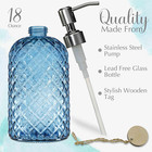 18oz Gem Glass Soap Dispenser  Refillable  Stainless Steel Pump  Blue  Kitchen