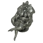 Whimsical Fantasy Pewter Queen Sculpture Signed Drillart Surreal Throne Art