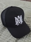 Amiri Black Trucker Hat With White Monogram Without Box