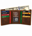 Men   s Brown Leather Trifold Wallet Rfid Center Flap Id   Leatherboss