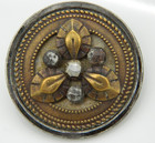 Antique Victorian Button Brass Leaf Steel Cup Cut Steel Trim 1-1 4 