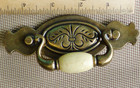 Set Of 4 Vintage Brass Drawer Pulls W  Beige Ceramic Center Bead  4 Inch Center