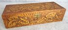 Vintage Victorian Signed Flemish 682 Pyrography Wood Vanity Storage Box - Roses