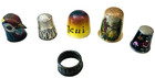 Vtg  Sewing Thimble Assorted Metal  Ceramic Austria England Sewing Lot Of 6
