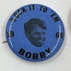 Political Campaign Pinkback Buttons Bobby Kennedy 1968 Sock It To Em Pair