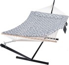 Outdoor Cotton Rope Double Hammock With Steel Stand And Polyester Pad