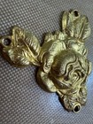 Lot Of 4 Vintage Brass Rose Flower 3 Loop Connector Stampings Gold Finish 29 2 X