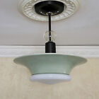 643c Vintage Antique Ceiling Light Lamp Fixture Glass Shade Chandelier 30 s 40 s