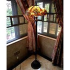Tiffany Style Floor Lamp Stained Glass Vintage Victorian Design 2 Lights Amber