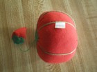 Vtg Tomato Pin Cushion With Strawberry Euc Taiwan Tag