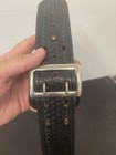 Aker Black Leather Duty Belt B01-44 Size 44 Basketweave W  Brass Buckle Police