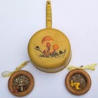 Vintage Mushroom Wall Decor 3pc Painted Enamel Pot Handmade Ornament 1960s 1970s