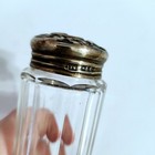 Victorian Sterling Silver Repousse Floral Cap On Cut Crystal Vanity Jar