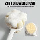 Shower Body Brush Soft Bristles And Loofah Long Handle Back Scrubber Bath Mes   