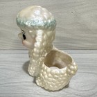 Ceramic Lamb Planter Figurine Glossy White Blue Pink Mid-century Modern 5x5 