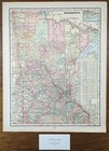 Vintage 1900 Minnesota Map 11 x14  Old Antique Original Minneapolis Rochester Mn