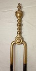 Antique 18th Century Wrought Iron Turned Brass English Fireplace Tongs Tool 6