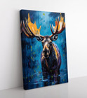 Colorful Moose Oil Painting Print Canvas Wall Art Wildlife Animals Lodge Decor