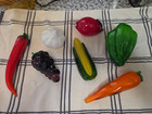 7  Vtg Lg Murano Style Art Glass Hand Blown Display Fruit And Vegetables Read