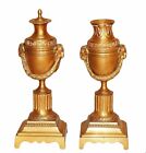 Pair Of French Ornate Gilded Bronze Cassolette Vases W Ram Heads 19th C Antiques