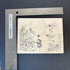 House Mouse Ballooning Berries Hummingbird Blueberry Rubber Stamp Stampa Rosa