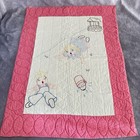 Vintage Heirloom Baby Quilt Hand Embroidered Jack And Jill Nursery Decor 23x32