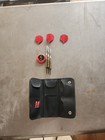 Vintage Brass Steel Tip Darts Set 3-piece In Black Leather Case Wallet Red   