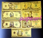 70 Pcs Golden Plastic Foil Crafts Banknotes Us   1 - 100 Dollar Set Notes Money 