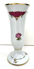 Hollohaza Hungary Porcelain Vase White W  Pink Purple Floral Gold Trim 8 5  Tall