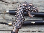 Antique Dragon Head Handle Vintage Style Wooden Walking Stick Designer Cane Gift