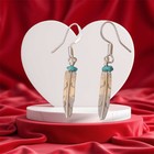 Native American Navajo Indian Sterling Silver Feather Dangle Earrings Turquoise