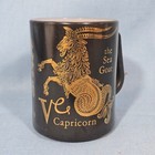 Vtg Federal Mug Cup Black Gold Zodiac Star Sign Astrology Milk Glass Capricorn 