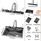 30x18 Inch Two Waterfall Smart Kitchen Sink With Digital Display Pull-out Faucet