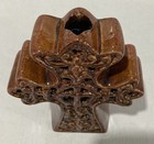 Celtic irish Cross Ceramic Votive Candle Holder Glazed Ceramic 6 5  X 4 5 Inches