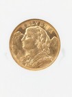 1898 Switzerland Gold Swiss 20 Francs Helvetia Ngc Ms64 Vintage Brown Label     