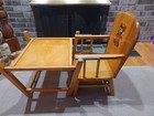 Vintage Wooden Convertible High Chair To Table desk With Bear Thayer 
