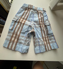 Burberry Baby Plaid Light Blue Brown Cargo Shorts Side Baby Size 3m