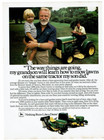1984 Vintage Print Ad John Deere Nothing Runs Like Grandson Son Mow Lawn Tractor