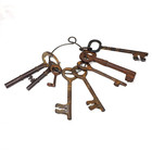 Lot Of 6 Antique Vintage Cast Iron Skeleton Keys And 2 Hollow Barrel On Old Ring