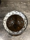 Brown white Mosaic Glass Round Votive tea Light Holder  Contemporary  7 In
