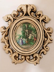 Vintage French Rococo Style Art Print Miniature In Ornate Frame Decor