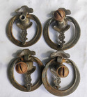 Lot Of 4 Antique Round Drop Ring Brass Drawer Pulls