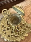 Vintage Antique Ornate Brass Inkwell No Glass Insert