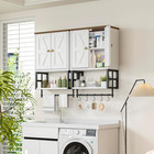 Bathroom Wall Cabinet  Farmhouse Medicine Storage With Towel Bar  White