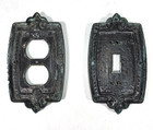 Vintage Ornate Metal Wall Plates Set Outlet   Switch Cover Salvage Restoration