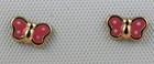 Solid 14k Yellow Gold Pink Enamel Butterfly Screwback Stud Earring Children Baby