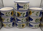 Dansk San Nicolo Ramekins Custard Cups Blue   Yellow Floral Pattern Set Of 10